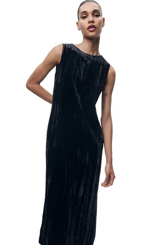 ZARA NEW WOMAN MIDI VELVET LACE DRESS FLORAL BLACK XS-XL 2157/244/800 | eBay