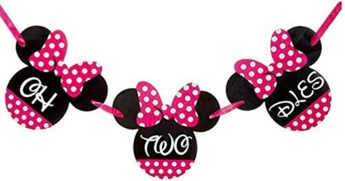 Pink Black White Party Decorations for Girls Women Minnie Mouse First  Birthday D