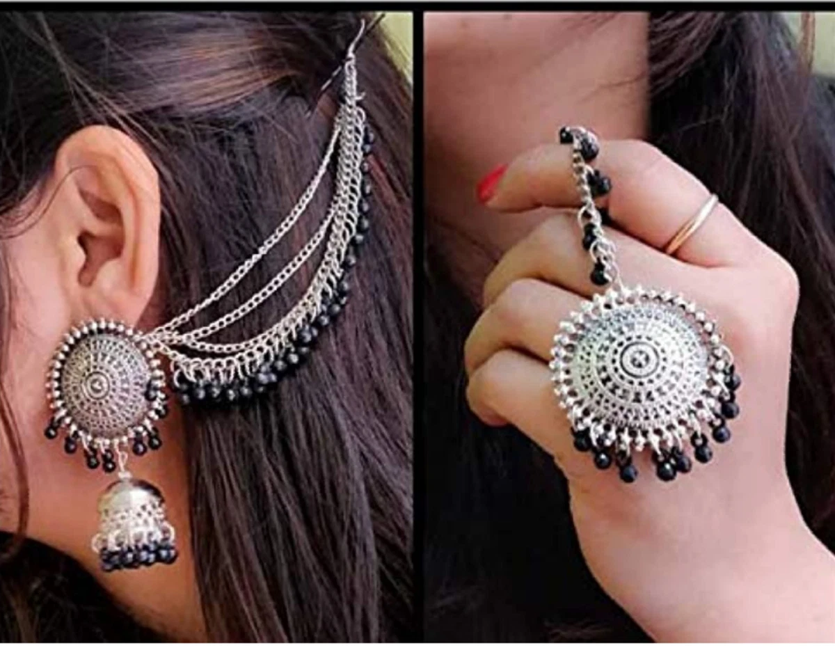 Flipkart.com - Buy JMBW INTERNATIONAL BAHUBALI EARRINGS WITH MAANGTIKKA  Beads Alloy Jhumki Earring, Earring Set Online at Best Prices in India