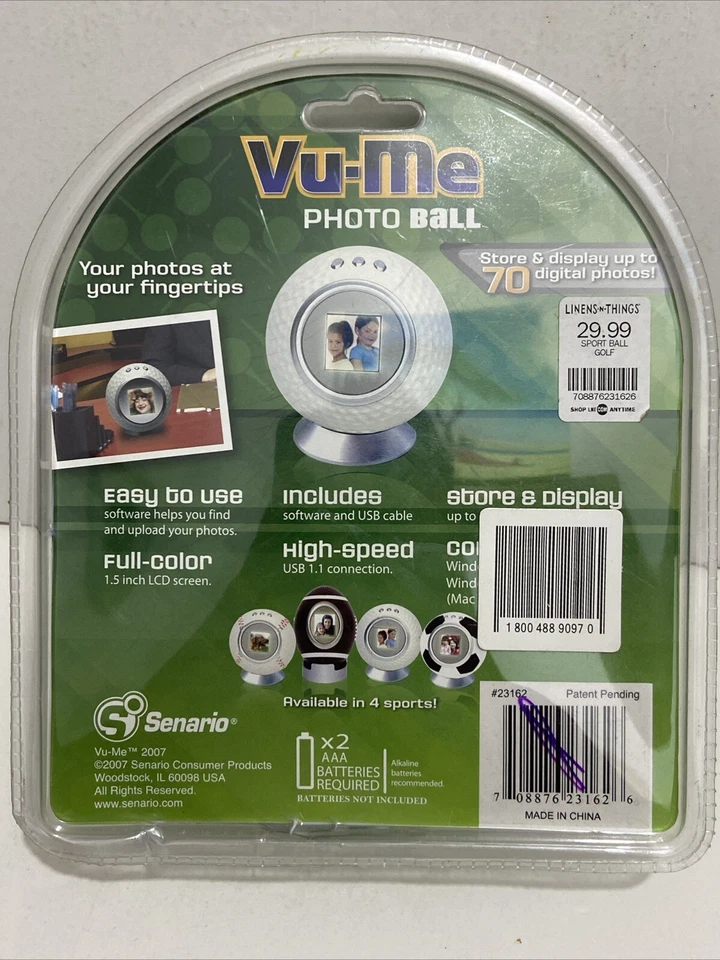 Digital Photo Frame Golf Ball Vu-Me 1.5" LCD Display Holds 70 Pictures USB 1 NEW - Image 3 of 4