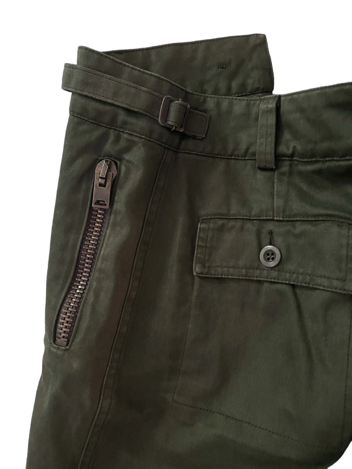 Gonna donna Miu Miu verde militare con cerniera e tasche 100% cotone taglia M