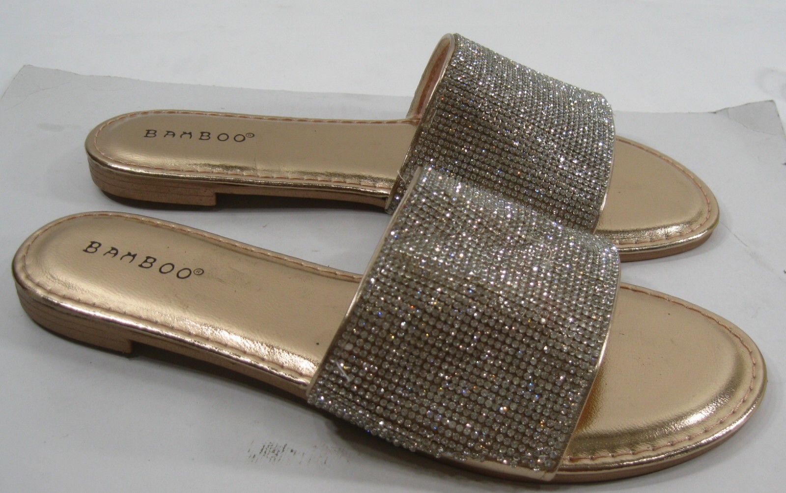 PANTOFOLA D’ORO Ciabatta slip on bambù oro STRASS ORO PUNTA APERTA sandali misura 6 5