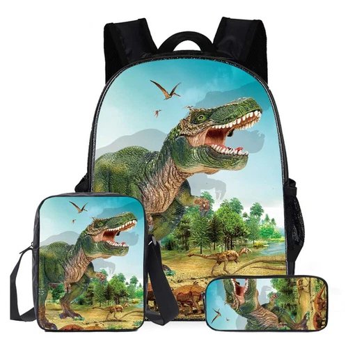 Zaino scuola dinosauro 3D 16 pollici zaino borsa a tracolla bambini regali US - Foto 2 di 25