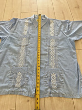 Vintage Haband Guayabera zipper Shirt ocean beach party tiki bar STRIPES XXL