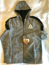 Reebok Full Zip Boys Hoodie Light Gray / Grey Large 14 / 16 New Free Shipping 