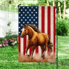 Horse Patriotic American Flag Graden Flag