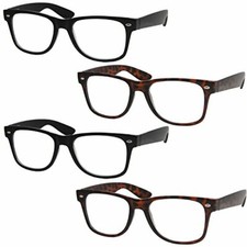 4 Pairs Deluxe Classic Style Reading Glasses - Standard Fit Spring Hinge Readers