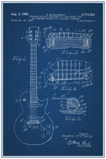 Electric Guitar Official Patent Blueprint Poster 12x18