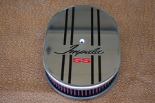 Chevy Impala Ss Vintage Chevrolet 12 Inch Oval Air Cleaner Painted Black Red