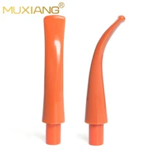 2x Acrylic 9mm Filter Mouthpiece Stem Tobacco Pipe Bent Curved Taper Stem Orange
