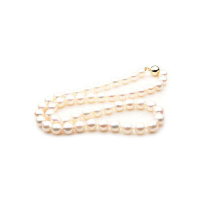 8mm Akoya Saltwater Pearl Necklaces 18K Gold Clasp Pacific Pearls  Wedding Gifts