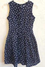 Cato Dress Sz 8 Sleeveless Cotton Black White Polka Dots Above Knee Length Lined
