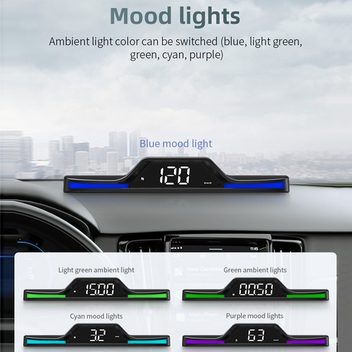 Digital Car HUD GPS Speedometer Head Up Display Compass Overspeed Alarm MPH KMH - Picture 2 of 13