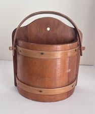 Wooden Firkin Wall Planter Wall Pocket or Tabletop Planter Half Bucket