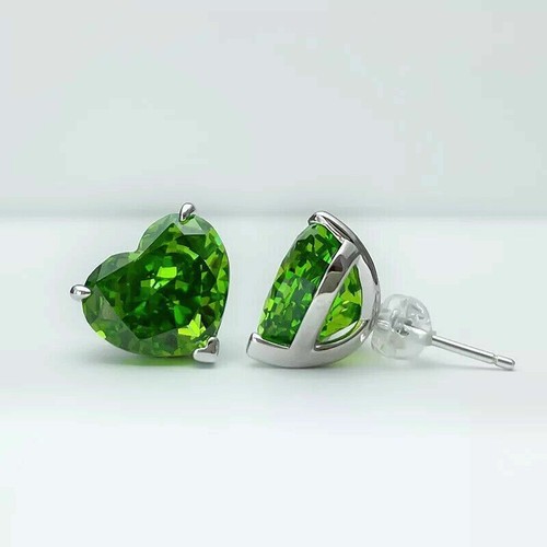 VOLUKA Heart Moonstone Stud Earrings - 14K Gold Plated Hypoallergenic Push Back Earrings For Women