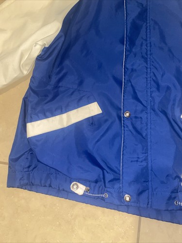 VIntage Perry Ellis America Windbreaker Rain Jacket Zip Snap Blue White Logo L - Picture 6 of 22