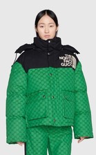 $3300 Nwts Gucci X North Face Green Black Puffer Coat Womens Sz Xl
