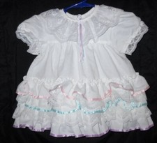 VTG Jo Lene Baby Lace Ruffle Party Dress Pageant Layered Circle Pastel Ribbon