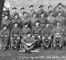 Post WW2 Postcard Sized Photo Royal Army Signal Corps Group Sergeants