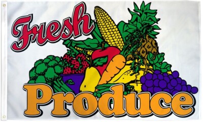 Fresh Produce 3x5ft Poly Flag Farmer's Market Organic Food Markets Sign Flag