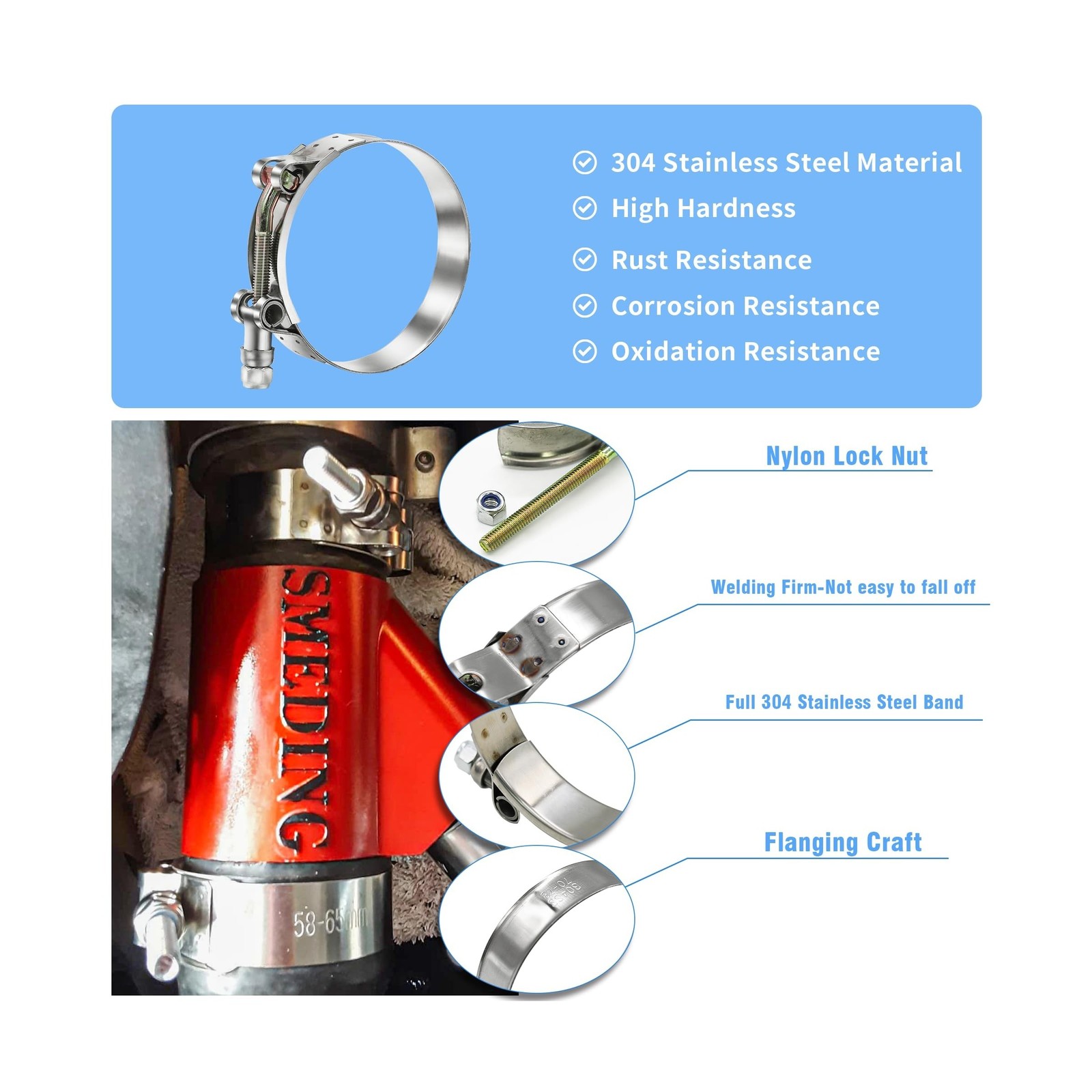 12pcs Hose Clamp Set, PEROMI T-bolt Radiator Heavy Duty Hose Clamps 6 Size 3/...