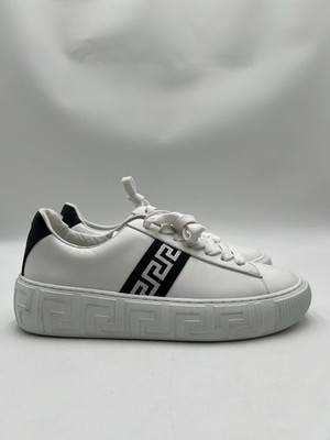 Women s Versace Greca low-top leather sneakers in white/black Size 39