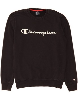 CHAMPION Herren Grafik Sweatshirt Pullover Small Schwarz Baumwolle DW32