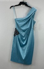 NWT Eliza J Blue One-Shoulder Satin Dress Women's Size 8