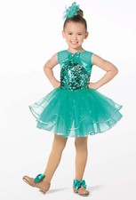 Dance Costume Large Child Teal Weissman 14761 Tap Jazz Pageant Tutu Sequin