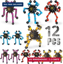 12 Pack Funny Sensory Fidget Toys,Deformable Chain DIY Robot Spinners Fingertip