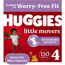 Huggies Little Movers Baby Diapers, Size 4 22-37 lbs , 150 Count