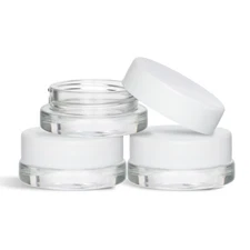 (90 Pack) 7ml Low Profile Thick Glass Jars with White Lids - Airtight Contain...