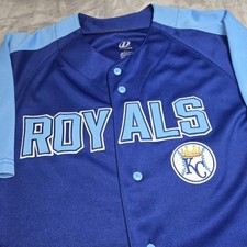 Kansas City Royals Dynasty Series MLB Jersey Mens L Blue Baseball Sewn Logo MLB 