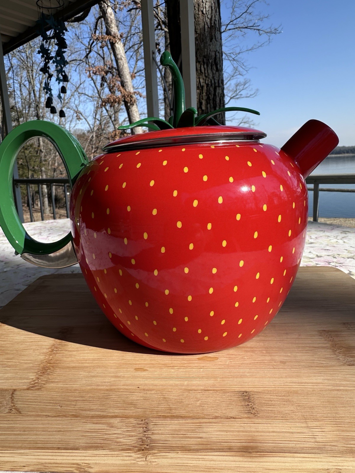 Kettle 9&rdquo; Red Yellow Dots Stovetop Farmhouse
