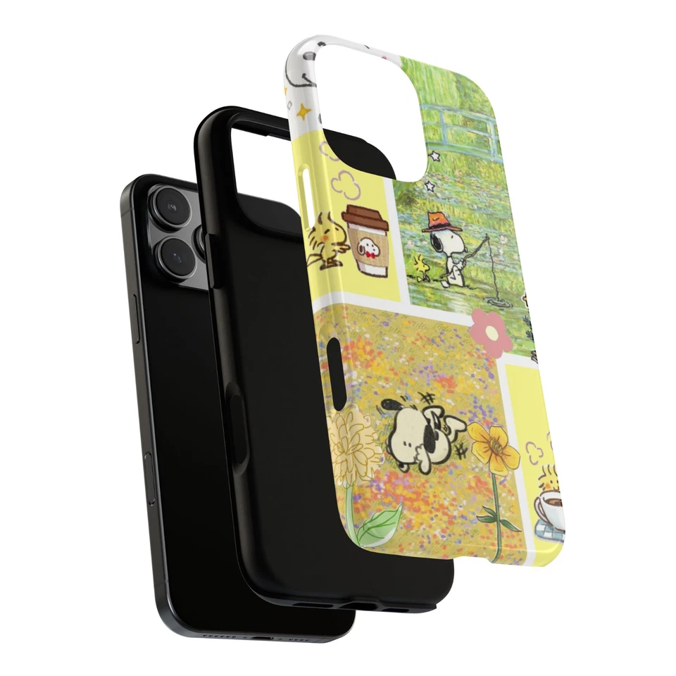 Funda de teléfono amarilla Snoopy para iPhone 11-17 Pro Max Samsung Galaxy Pixel Foto 4 de 4