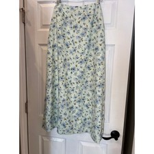 Liz Claiborne Maxi Skirt Linen Rayon Floral Cottagecore Vintage 14 Prairie