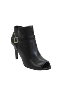 Marc Fisher Womens Leather Zipped Peep Toe Bootie High Heels Black Size 8.5