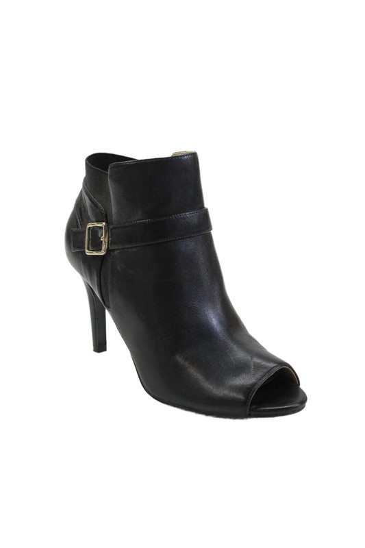 Marc Fisher Womens Leather Zipped Peep Toe Bootie High Heels Black Size 8.5
