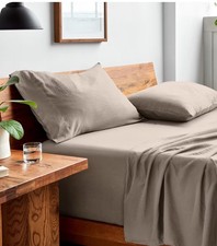 Bare Home Sandwashed Premium Microfiber Queen Sheet Set 4 Piece NEW