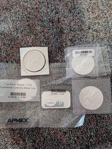 5 oz Silver Bullion Lot - .999 Fine - American Silver Eagle, APMEX Bar, & Rounds