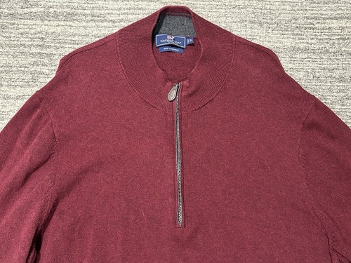 Vineyard Vines 1/4 Zip Men Extra Large Burgundy Cashmere Sweater Mock Sweatshirt - Picture 2 of 12
