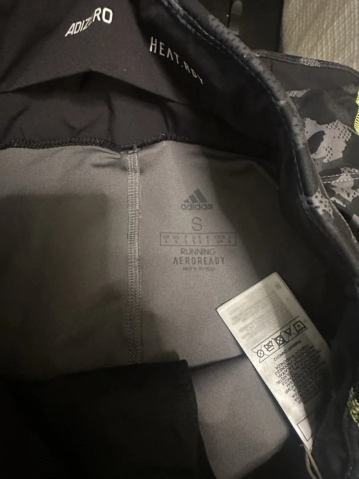 Adidas Men’s Small Adizero P.B TGT Running Long Tights Gray Camouflage  - Image 3 of 3