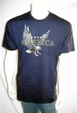 USA Y2K T Shirt Uni-Sex S - L Blue Patriotic Bald Eagle Stars 100% Cotton