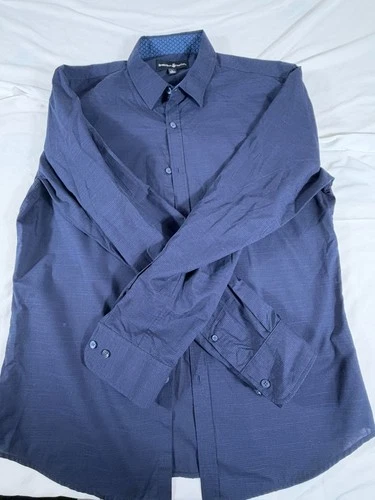 Beverly Hills Polo Club Men’s Button Down Shirt Size Large Navy Long Sleeve - product listing photo