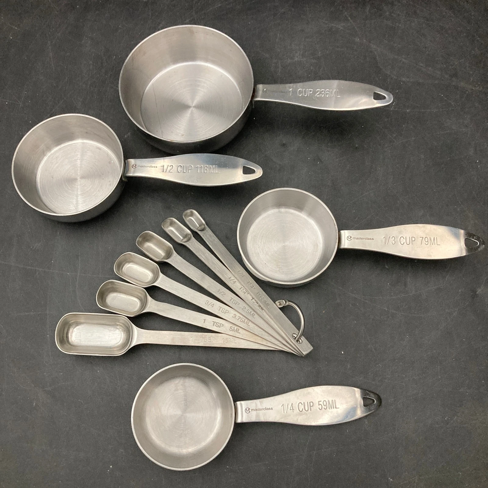 Ten Piece Master Class Stainless Steel Kitchen Measuring Cups and Spoons Set