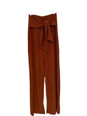 Haute Monde Rust Wide Leg Dress Pants Womens Size S High Waist Tie Front Flowy