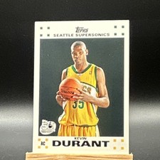 Topps 2007-08 Kevin Durant #2 Rookie White Seattle Supersonics NBA Card. rookie card picture