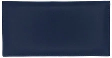 Blue Basic Genuine Leather Checkbook Cover For Men & Women