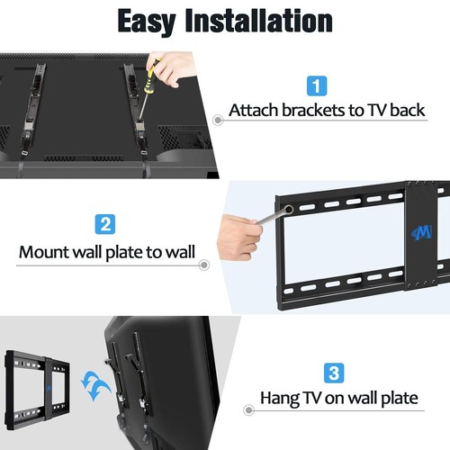 TV Wall Mount for Most 37-70 Inch Flat Screen TV with Tilting, Low Profile & ... - Picture 7 of 8