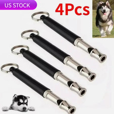 4x Dog Training WHISTLE UltraSonic Obedience Stop Barking Pet Sound Pitch Black